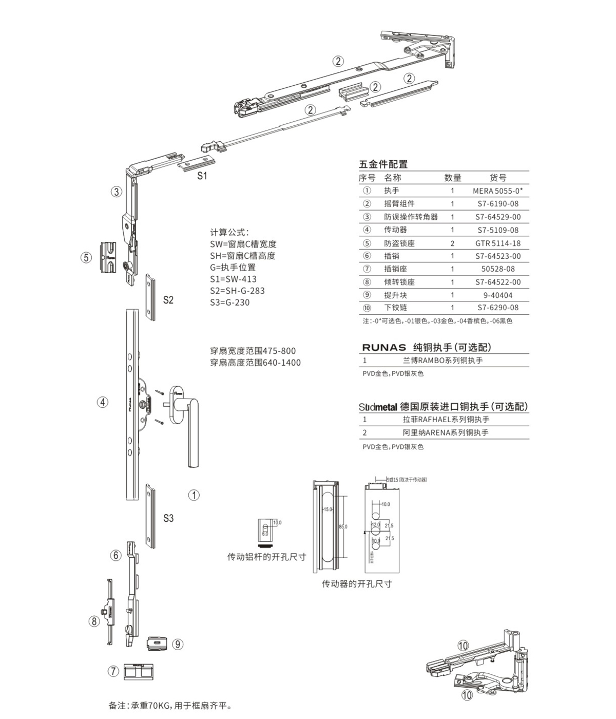 S7內(nèi)開內(nèi)倒窗五金配置方案